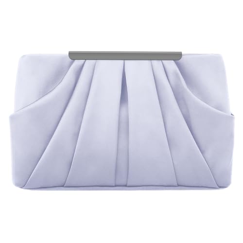 expouch Womens Pleated Satin Evening Handbag Clutch With Detachable Chain Strap Wedding Cocktail Party Bag