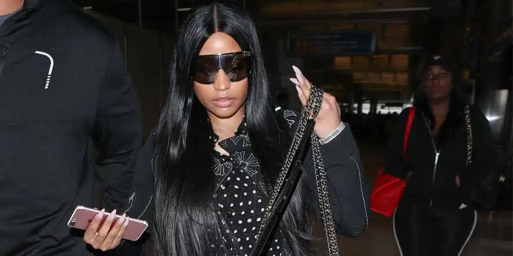 Nicki Minage wearing all black street-style