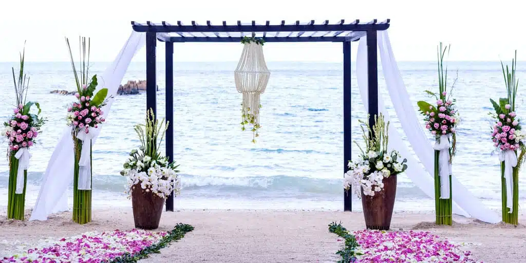 Beach wedding scene
