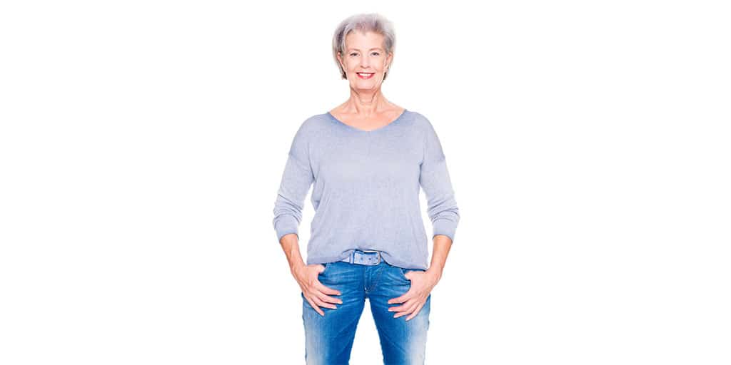 Older woman wearing jeans