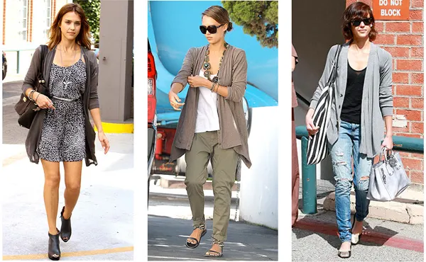 Collage of Jessica alba outfits