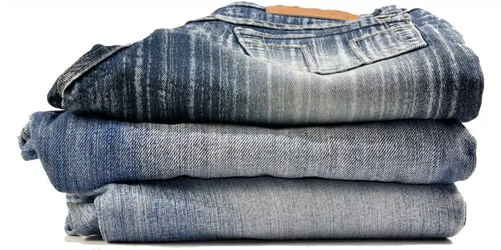 Stack of denim jeans