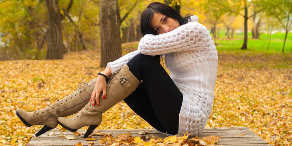 Woman wearing boots in fall